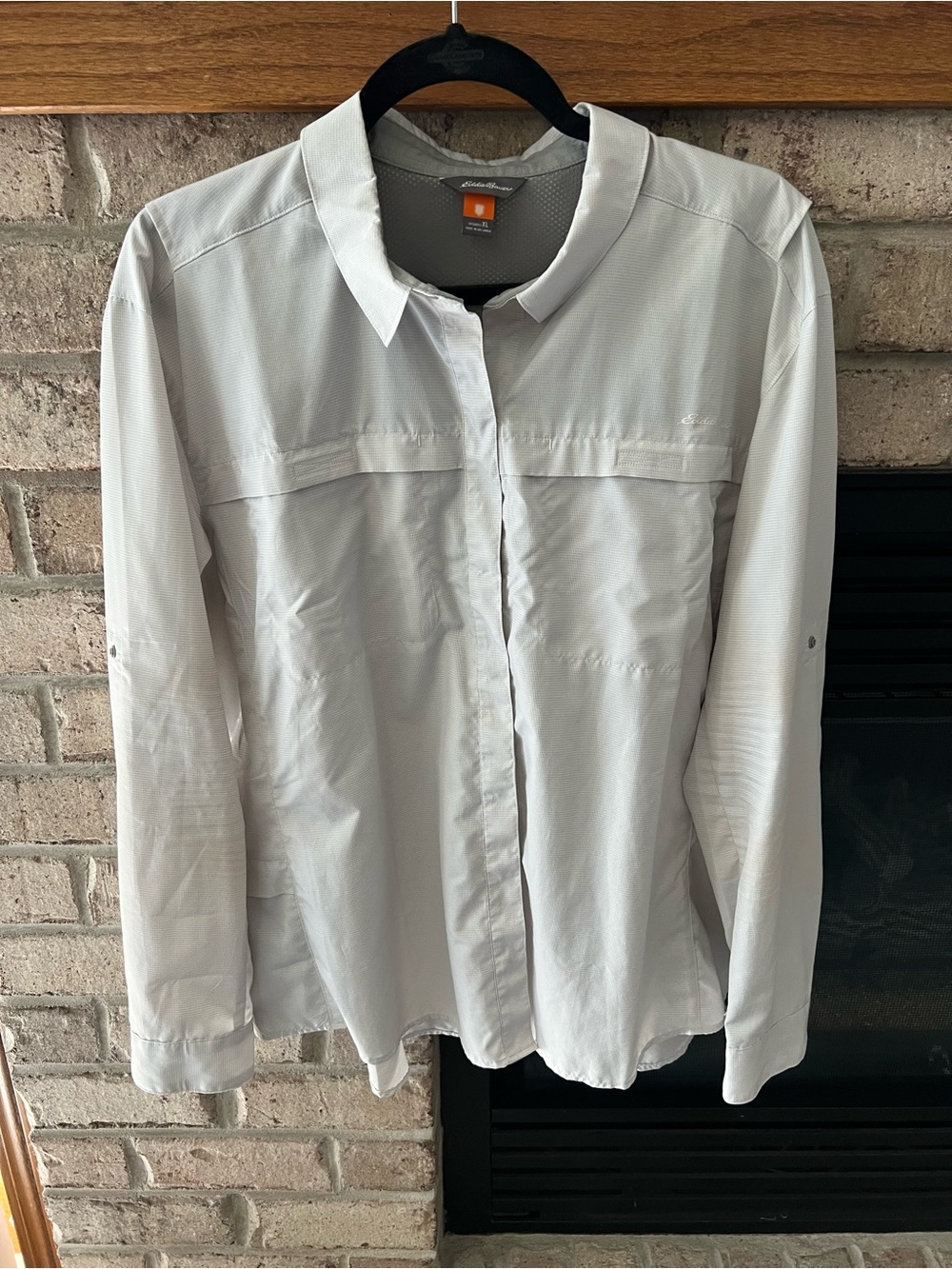 Eddie Bauer White Long-Sleeve Button Front Blouse